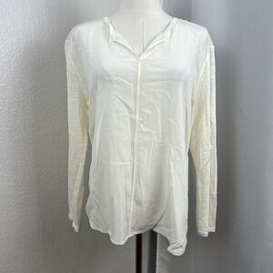 Gerard Darel Top Womens 4 Cream Sheer Linen Silk Quiet Luxury Minimal Chic Basic